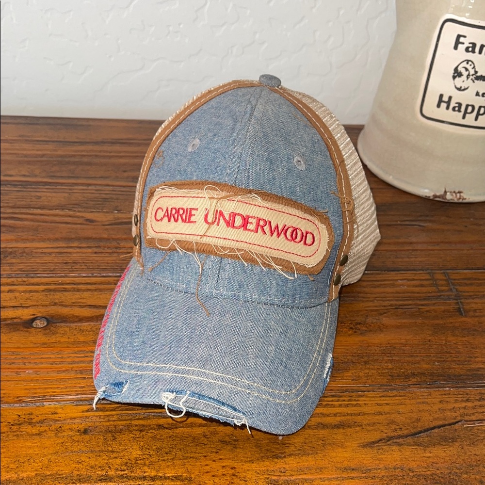 Carrie Underwood The Storyteller Tour 2016 Distressed denim trucker hat Size OS